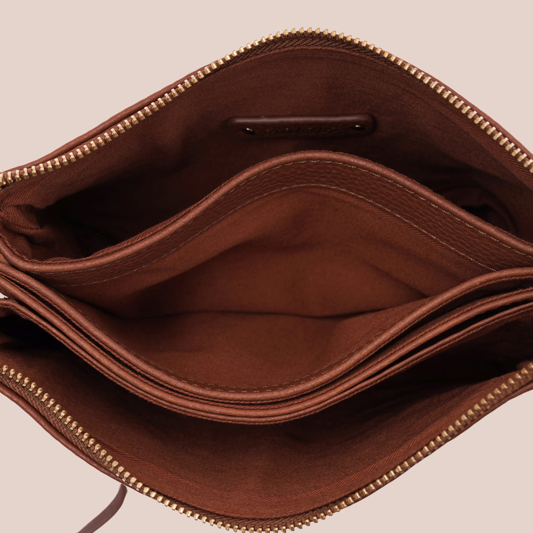 Noella Sling Bag Brown - HIDELLE
