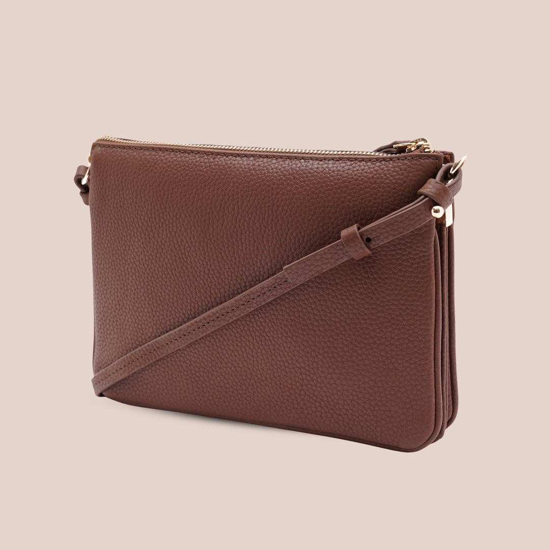 Noella Sling Bag Brown - HIDELLE