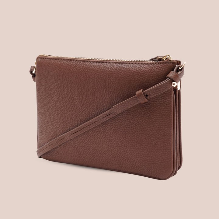 Noella Sling Bag Brown - HIDELLE