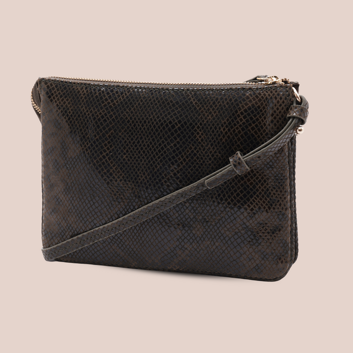 Noella Sling Bag Khaki Python - HIDELLE