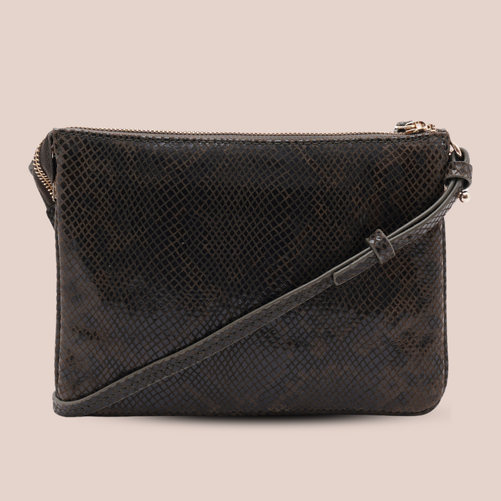 Noella Sling Bag Khaki Python - HIDELLE