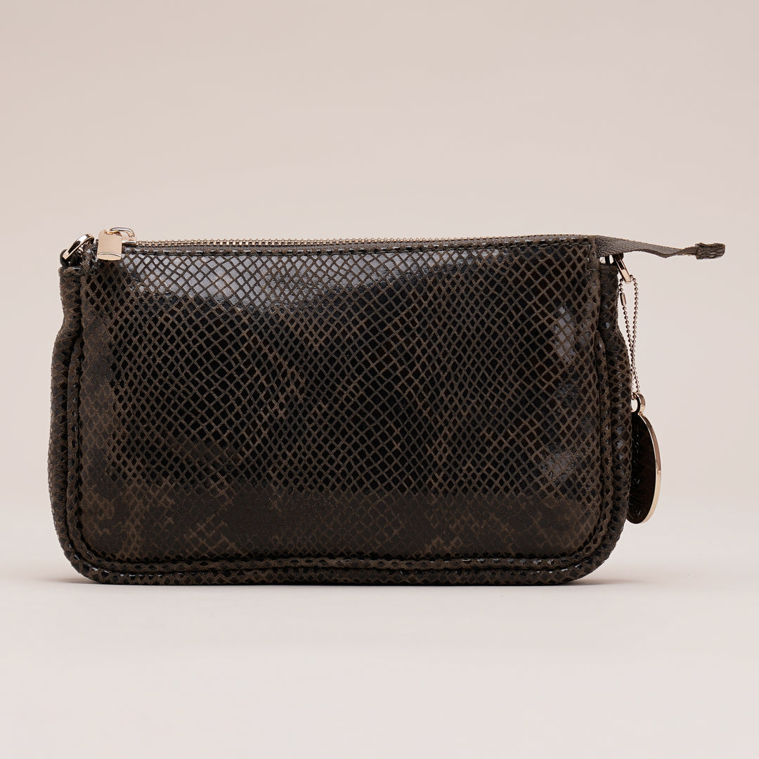 Remy Shoulder Bag Khaki Python - HIDELLE