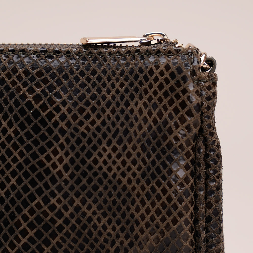 Remy Shoulder Bag Khaki Python - HIDELLE