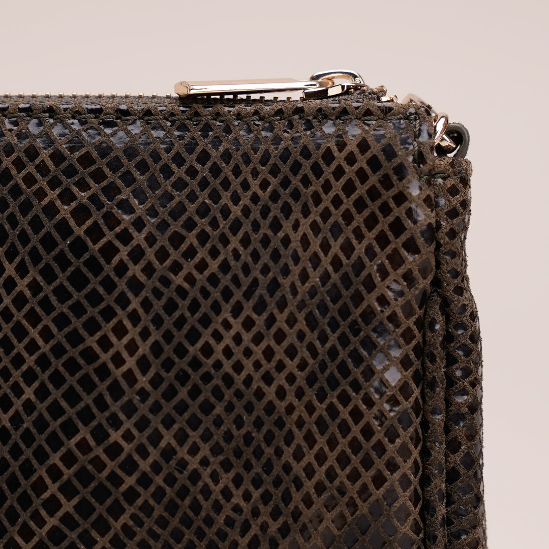 Remy Shoulder Bag Khaki Python - HIDELLE