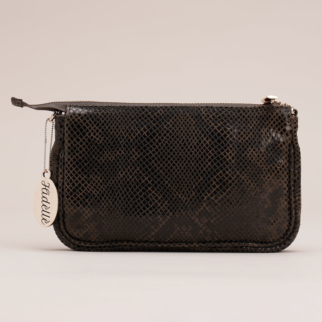 Remy Shoulder Bag Khaki Python - HIDELLE