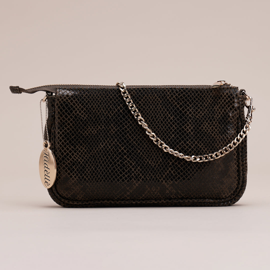 Remy Shoulder Bag Khaki Python - HIDELLE