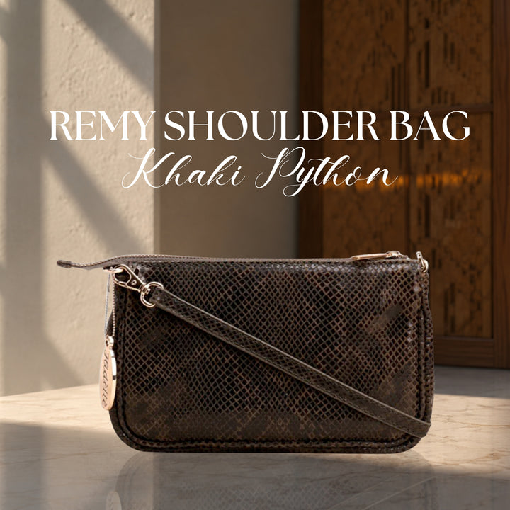 REMY SHOULDER BAG KHAKI PYTHON