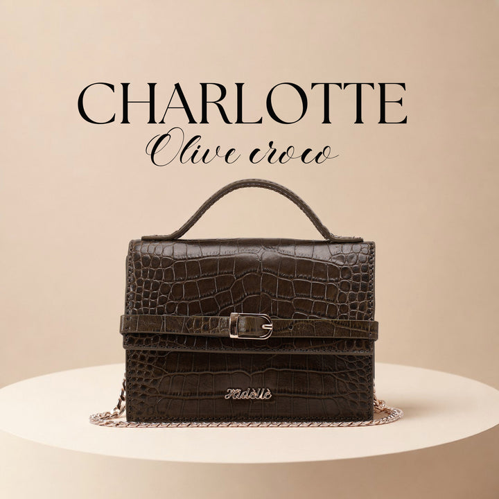 CHARLOTTE SLING BAG OLIVE CROCO