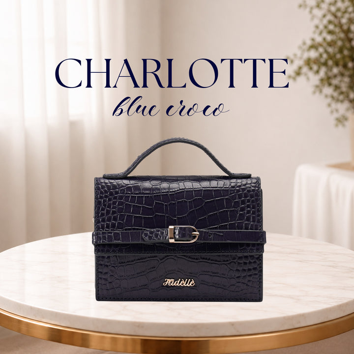 CHARLOTTE SLING BAG BLUE CROCO