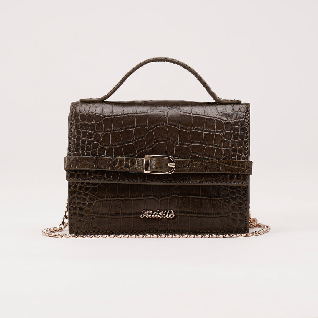 CHARLOTTE SLING BAG OLIVE CROCO