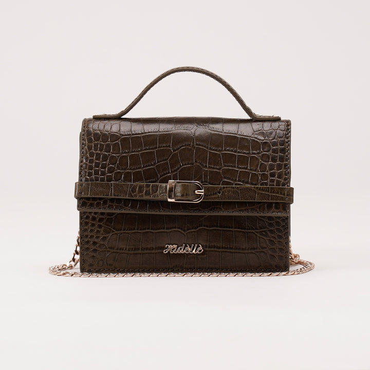 CHARLOTTE SLING BAG OLIVE CROCO