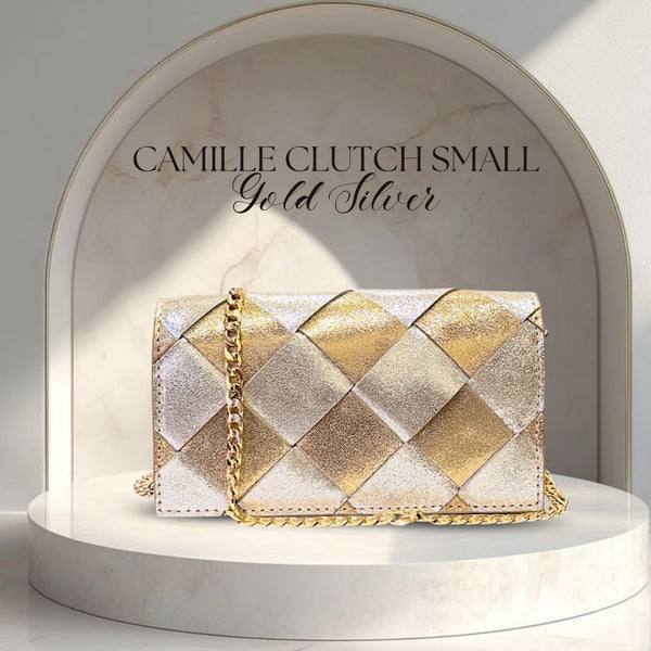 CAMILLE CLUTCH  SMALL GOLD SILVER
