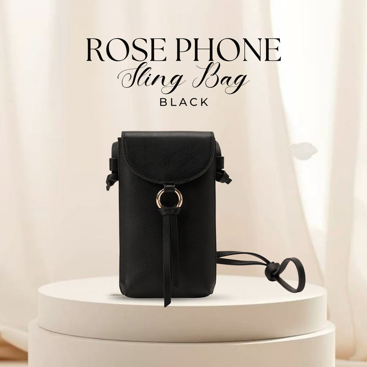 ROSE PHONE SLING BAG BLACK