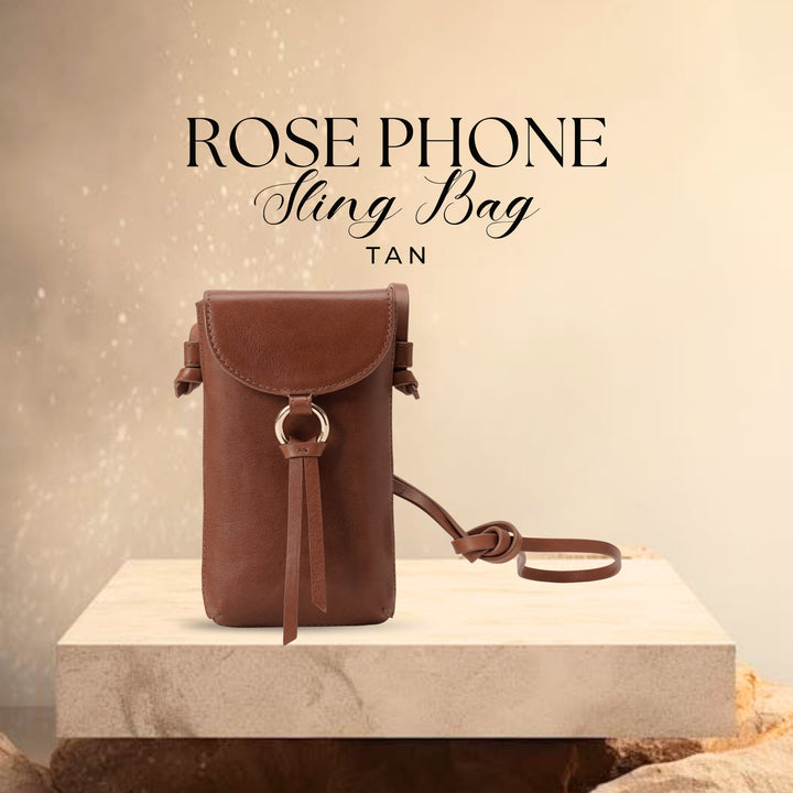 ROSE PHONE SLING BAG TAN