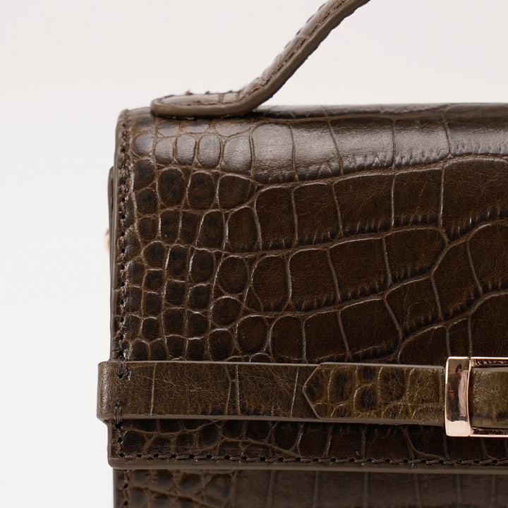 CHARLOTTE SLING BAG OLIVE CROCO