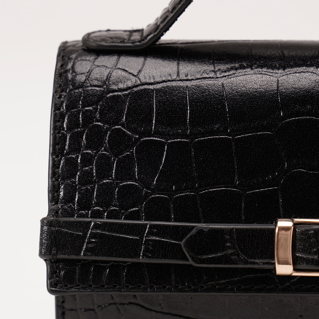 CHARLOTTE SLING BAG BLACK CROCO