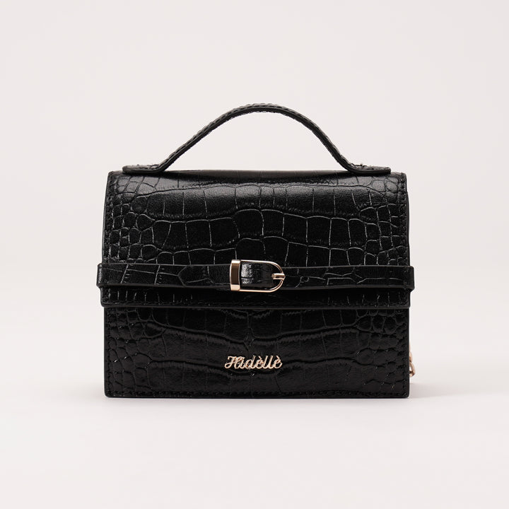 CHARLOTTE SLING BAG BLACK CROCO