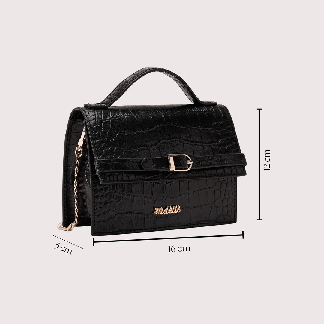 CHARLOTTE SLING BAG BLACK CROCO