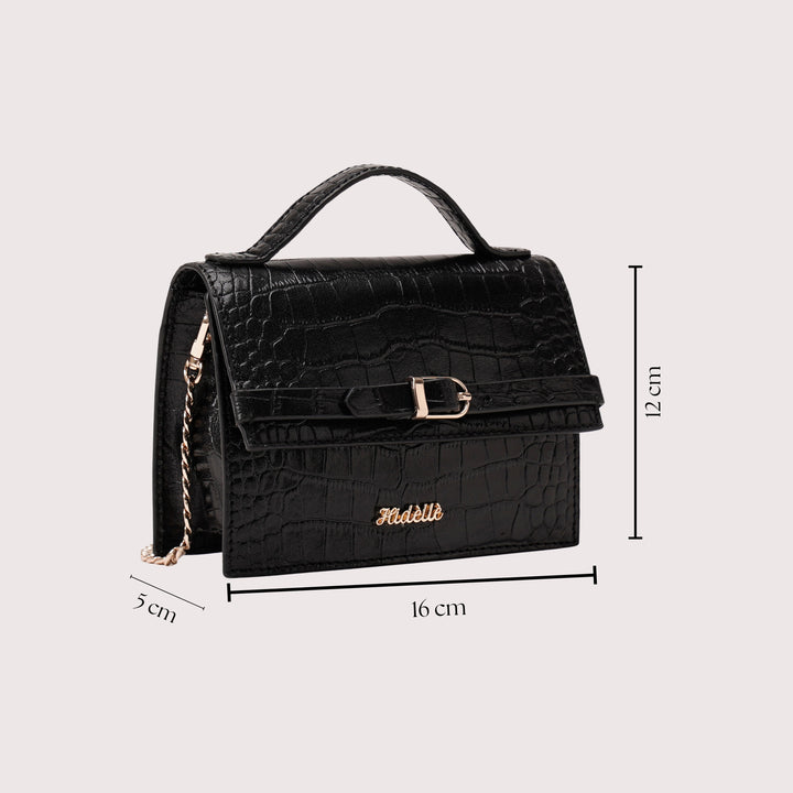 CHARLOTTE SLING BAG BLACK CROCO