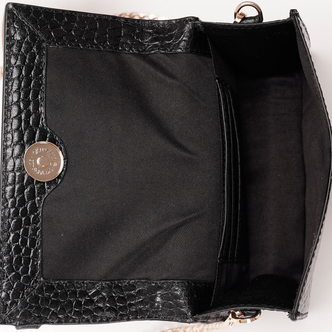 CHARLOTTE SLING BAG BLACK CROCO