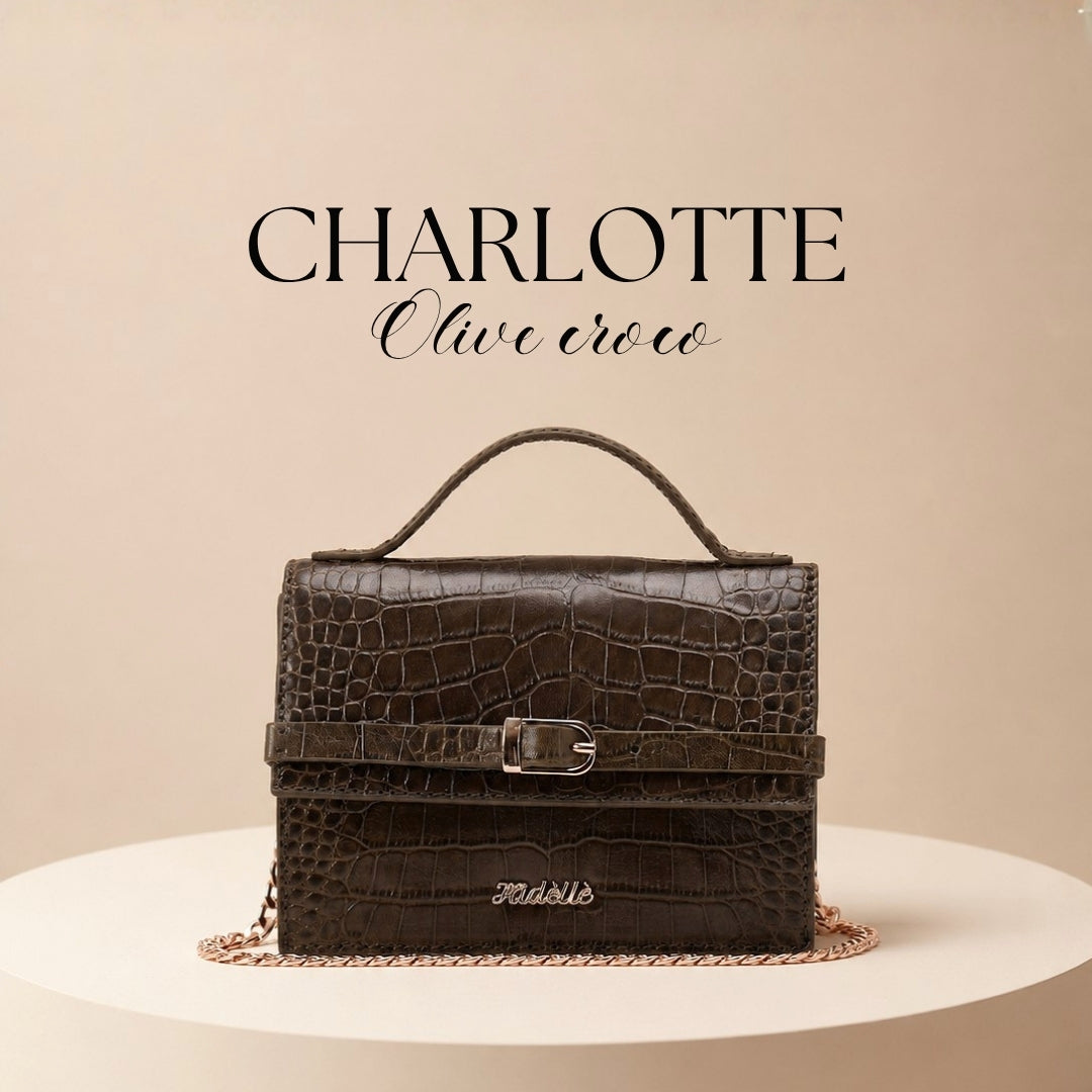 CHARLOTTE SLING BAG OLIVE CROCO