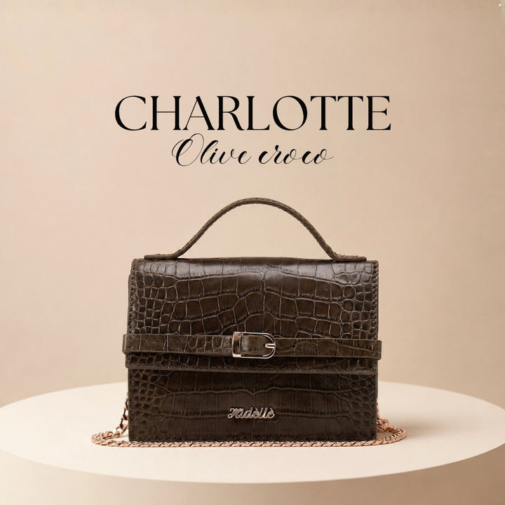 CHARLOTTE SLING BAG OLIVE CROCO