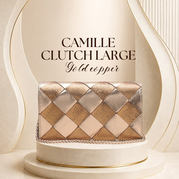 CAMILLE CLUTCH LARGE GOLD COPPER