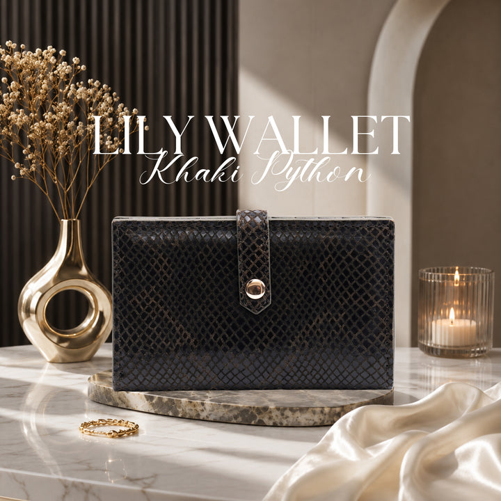 LILY WALLET KHAKI PYTHON