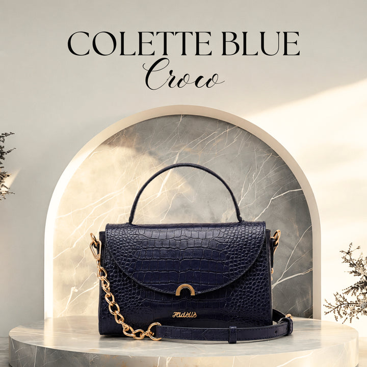 COLETTE SLING BAG BLUE CROCO