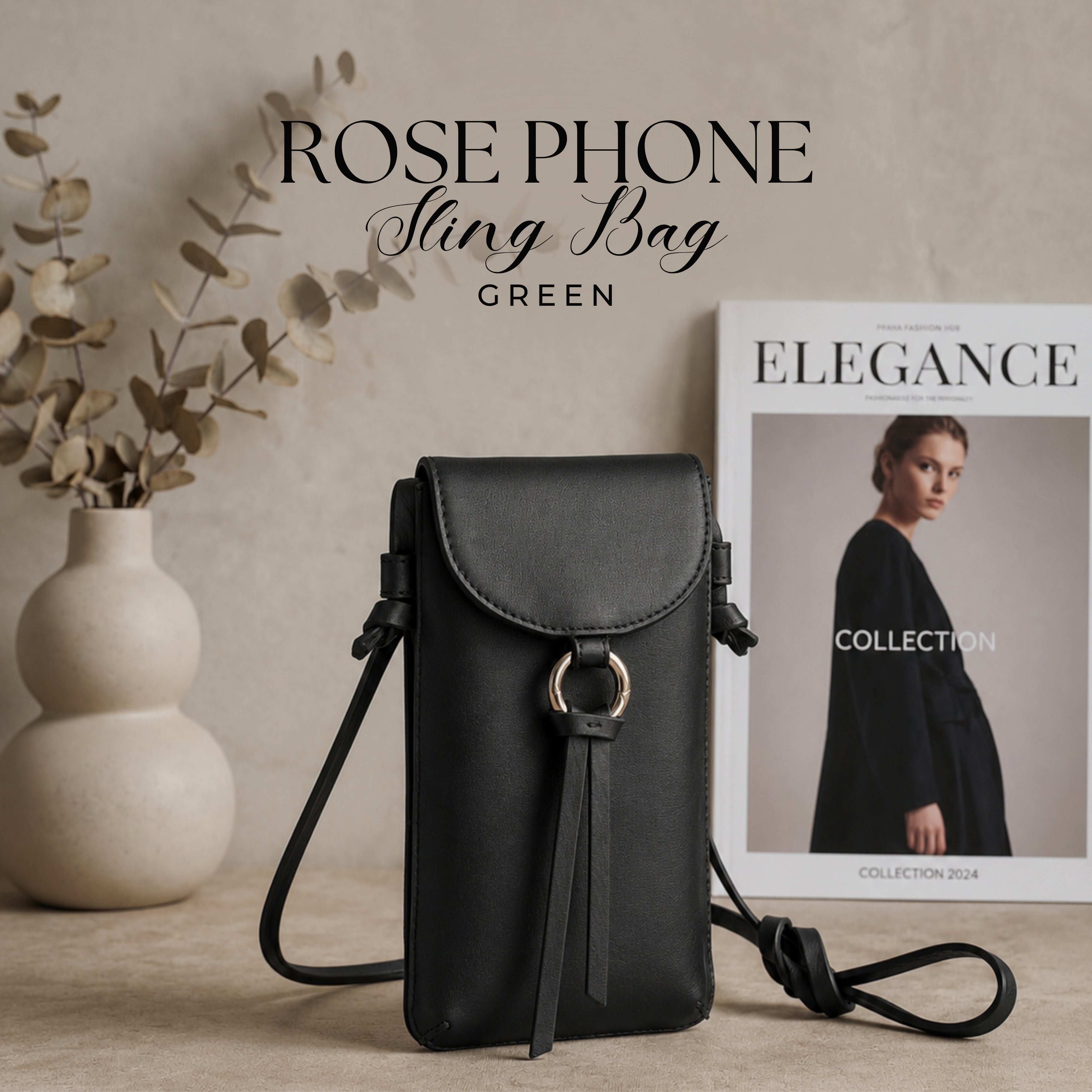 ROSE PHONE SLING BAG GREEN – Hidelle