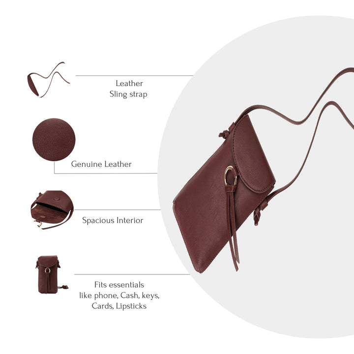 ROSE PHONE SLING BAG BORDEUX