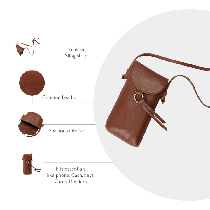 ROSE PHONE SLING BAG TAN