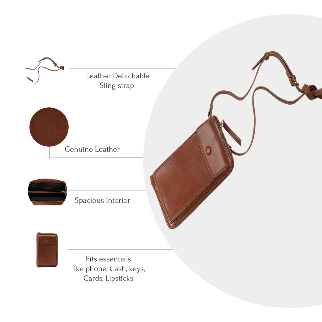 JANICE PHONE + WALLET SLING BAG TAN