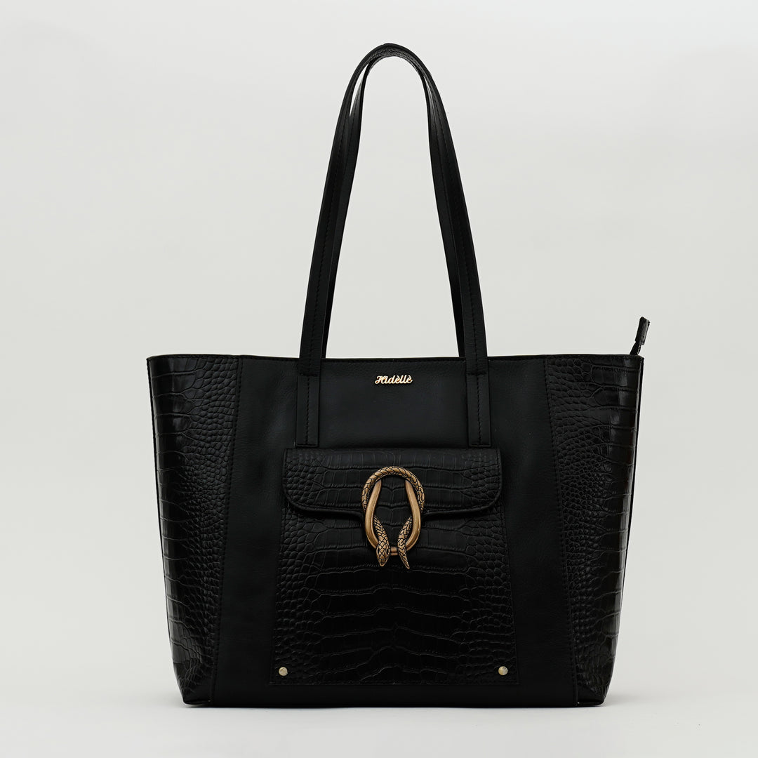 MARION TOTE BAG BLACK CROCO