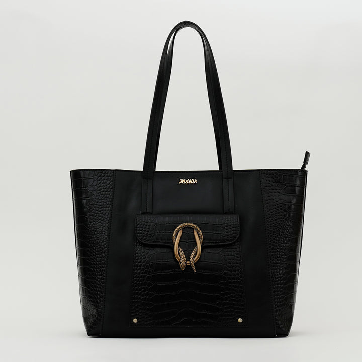 MARION TOTE BAG BLACK CROCO