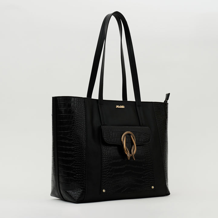 MARION TOTE BAG BLACK CROCO
