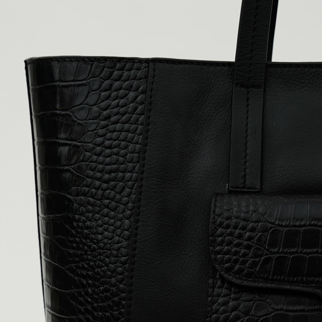 MARION TOTE BAG BLACK CROCO