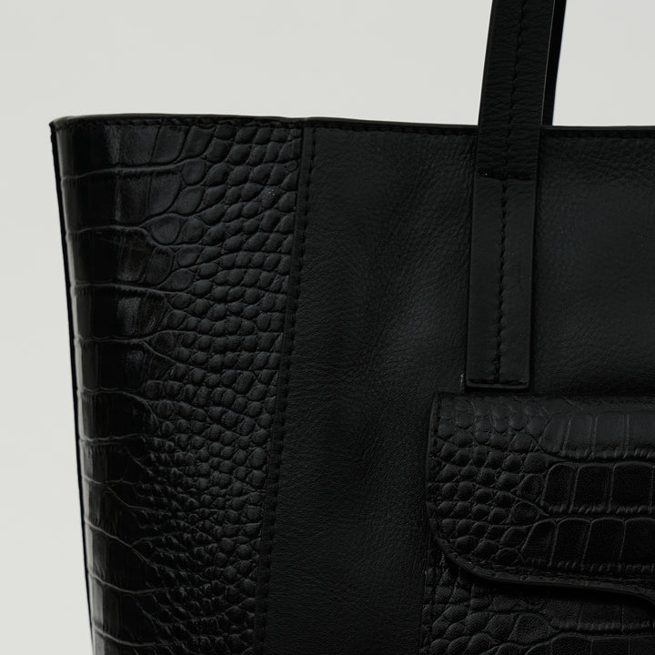 MARION TOTE BAG BLACK CROCO
