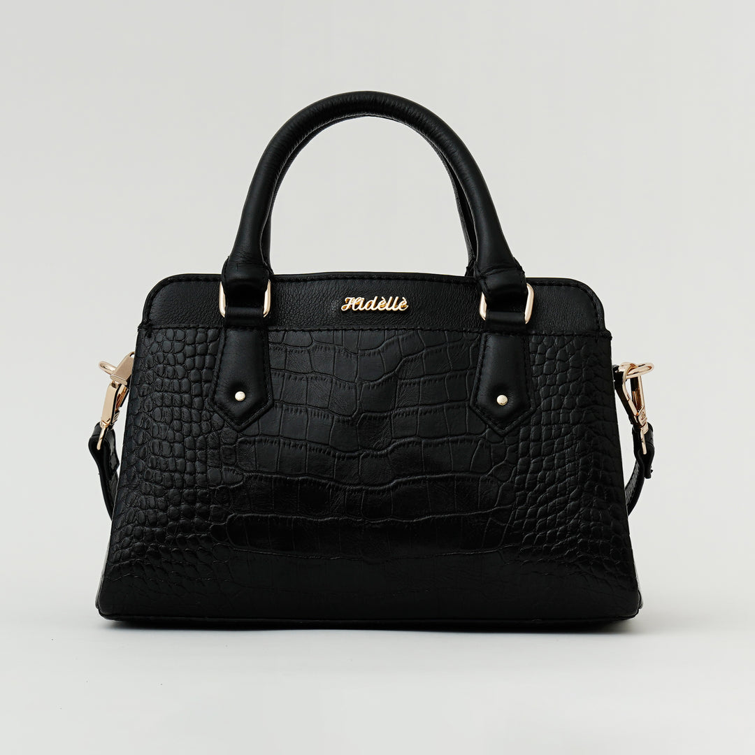 EVELYNE SATCHEL BAG BLACK CROCO