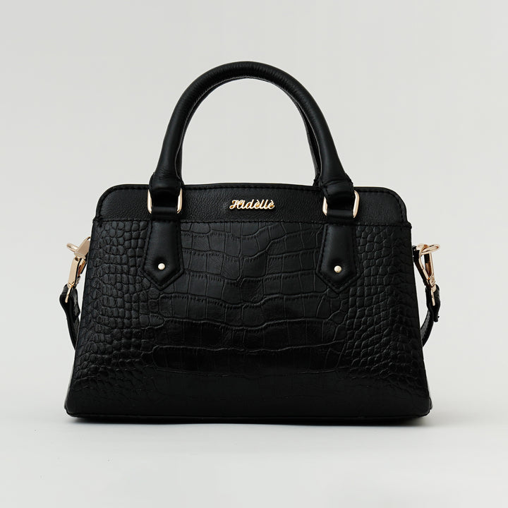 EVELYNE SATCHEL BAG BLACK CROCO