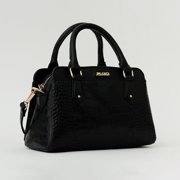 EVELYNE SATCHEL BAG BLACK CROCO