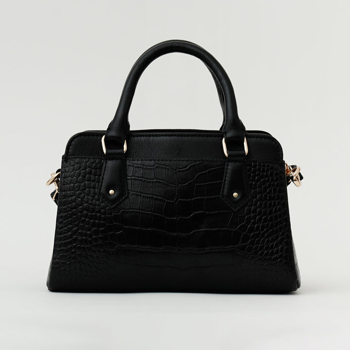 EVELYNE SATCHEL BAG BLACK CROCO