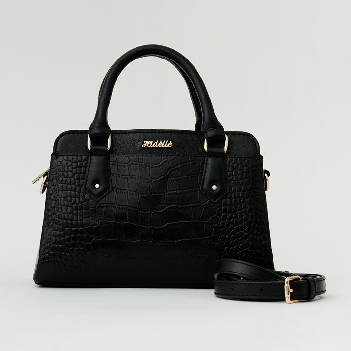 EVELYNE SATCHEL BAG BLACK CROCO