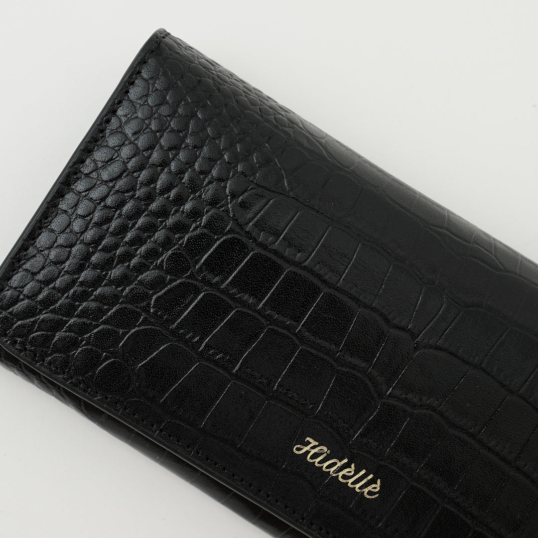 JUSTINE WALLET BLACK CROCO