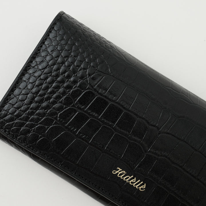 JUSTINE WALLET BLACK CROCO