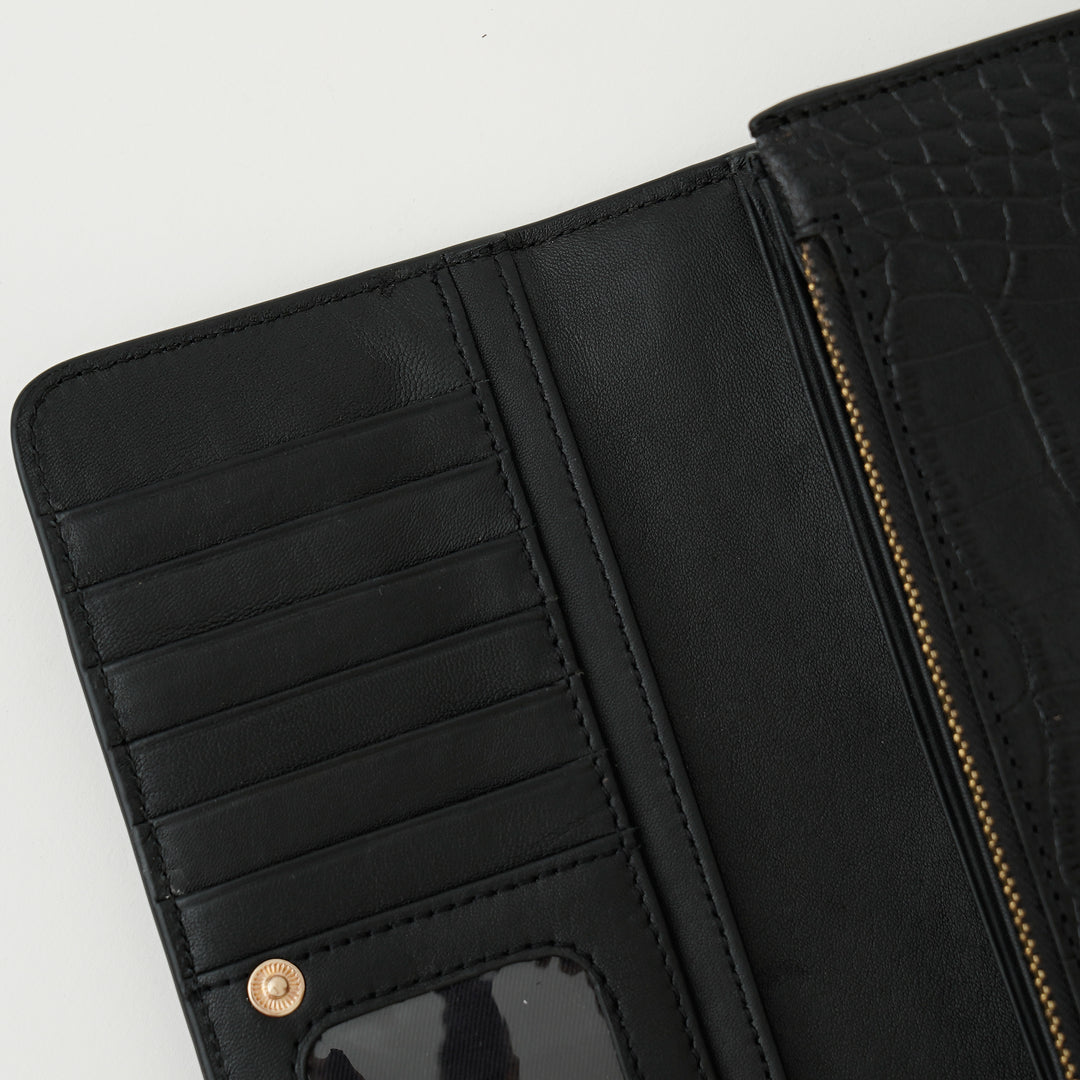JUSTINE WALLET BLACK CROCO