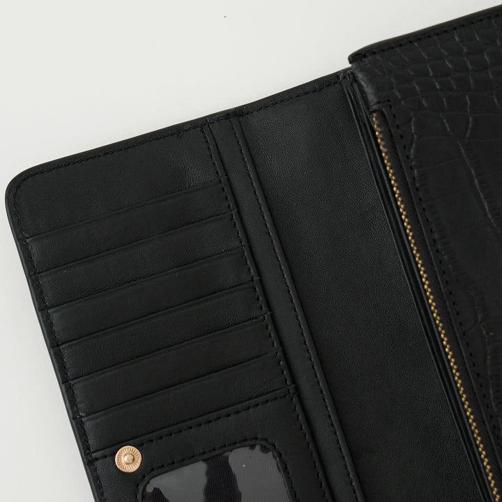 JUSTINE WALLET BLACK CROCO