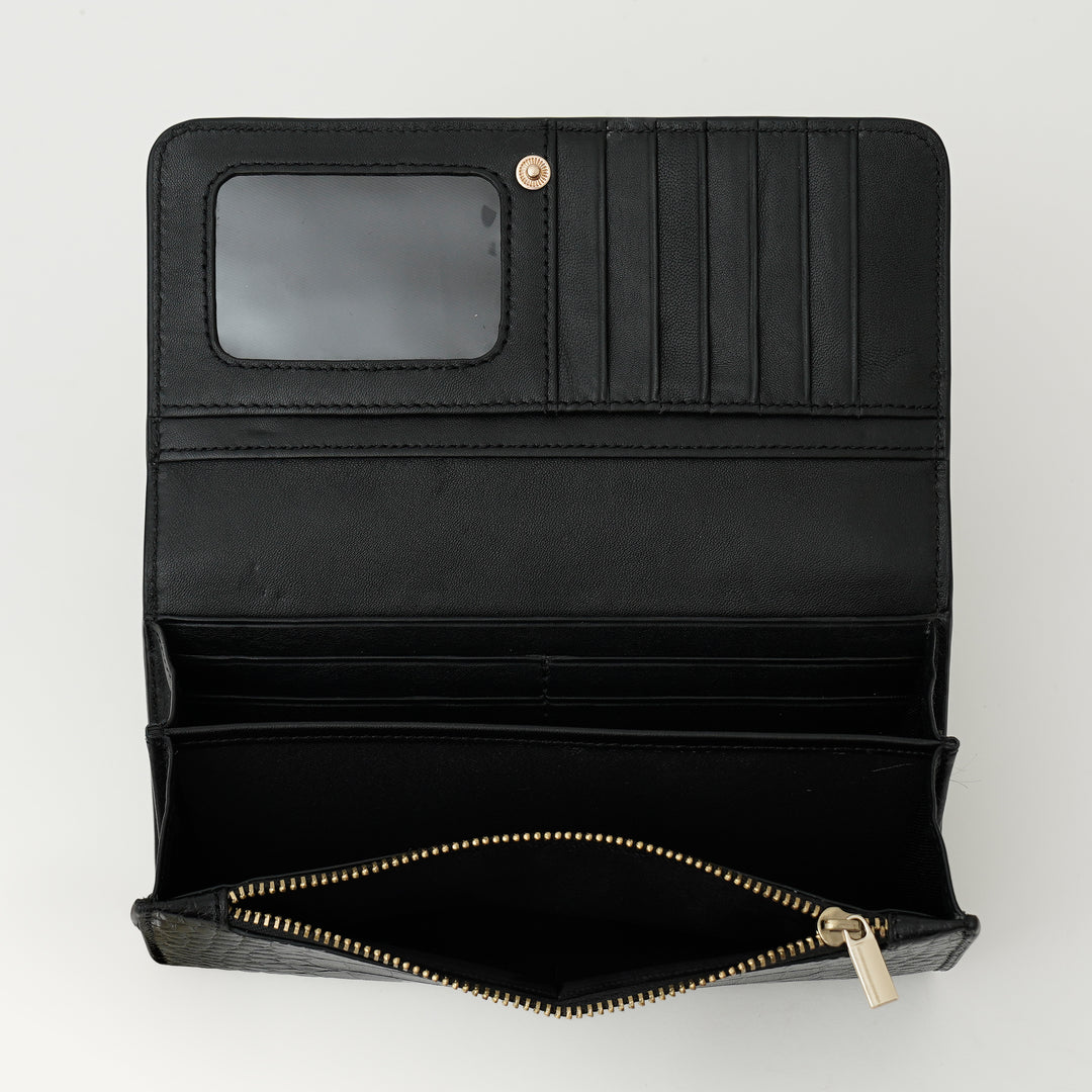 JUSTINE WALLET BLACK CROCO