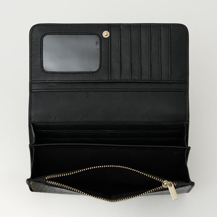 JUSTINE WALLET BLACK CROCO