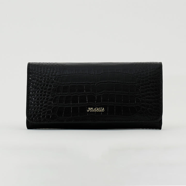 JUSTINE WALLET BLACK CROCO